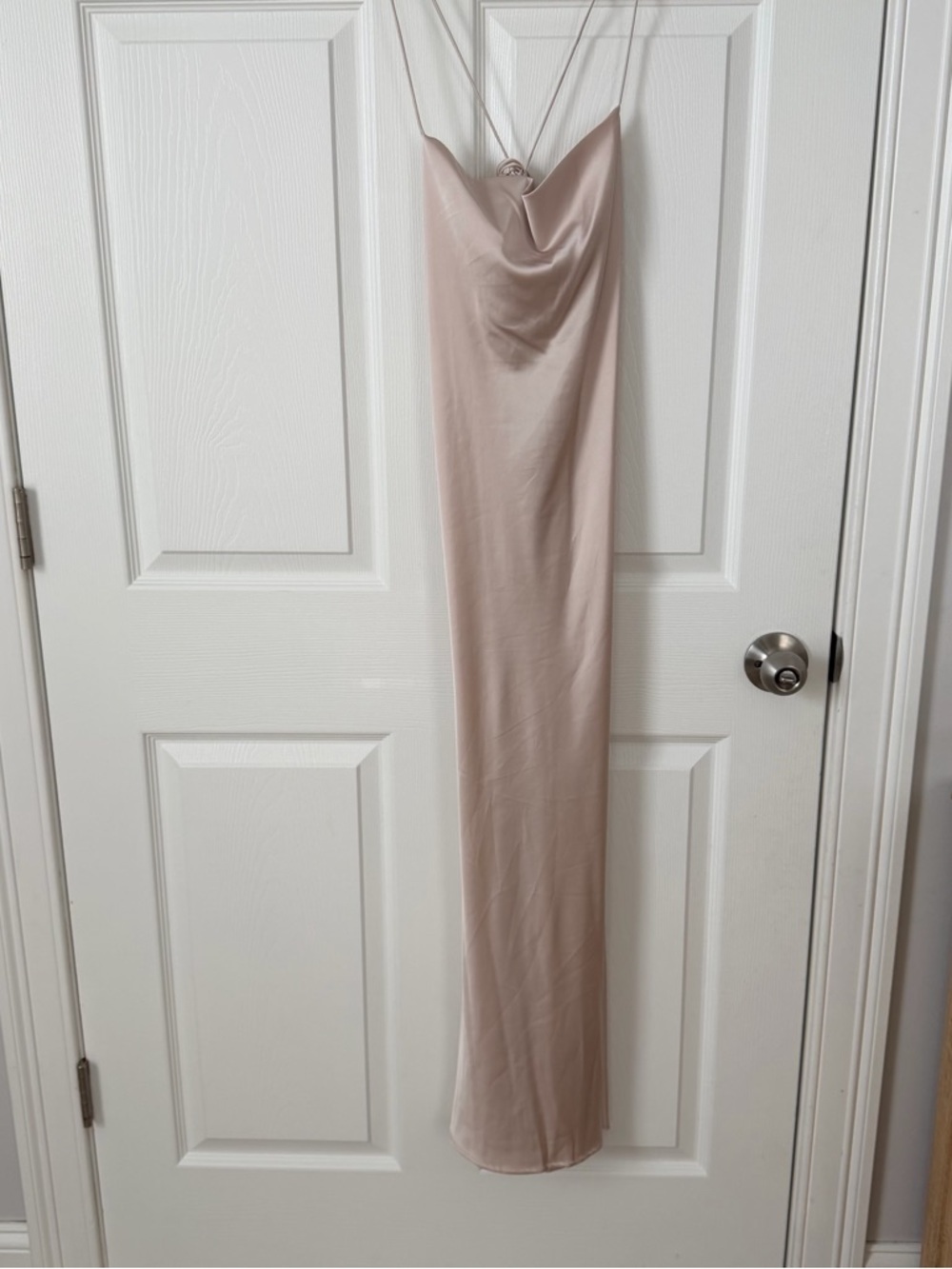 SHEIN Blush Pink Satin Cowl Neck Maxi Dress